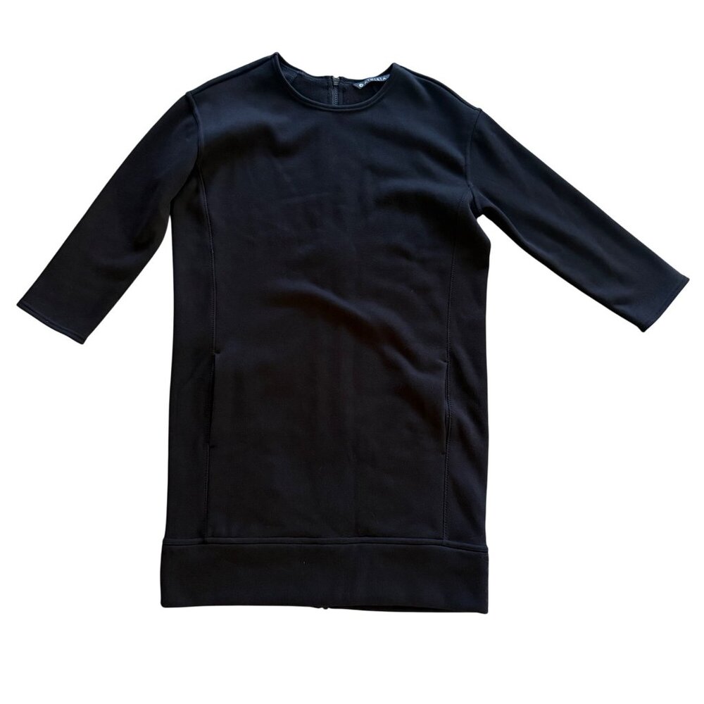 Athleta Black Long-Sleeve Dress With Back Zip Closure Size S Fleece Lined Zipper